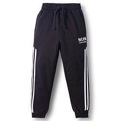 Pine Kids Looper Knit Full Length Lounge Pant with Tape Detailing - Black
