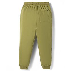 Pine Kids Looper Knit Full Length Lounge Pant With Text Print - Olive Green