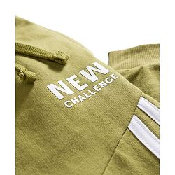 Pine Kids Looper Knit Full Length Lounge Pant With Text Print - Olive Green