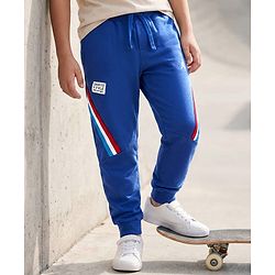 Pine Kids Looper Knit Full Length Cut & Sew Lounge Pant with Tape Detailing - Navy Blue