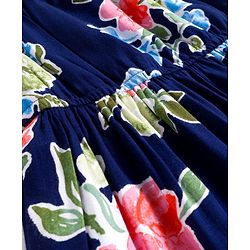 Pine Kids Woven Sleeveless  Frock With Floral Print - Navy Blue
