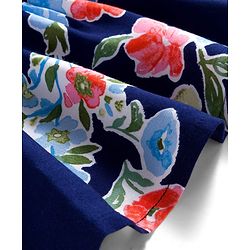 Pine Kids Woven Sleeveless  Frock With Floral Print - Navy Blue