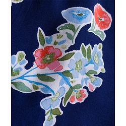 Pine Kids Woven Sleeveless Shirt Style Top With Knot & Floral Print - Navy Blue