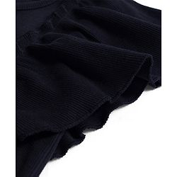 Pine Kids Cotton Knit Half Flutter Sleeves Solid Color Top - Black