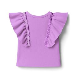 Pine Kids Cotton Knit Half Flutter Sleeves Solid Color Top - Black