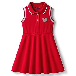 Pine Kids Cotton Knit Sleeveless Frock with Heart Patch - Red