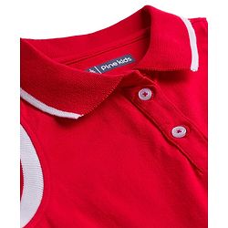 Pine Kids Cotton Knit Sleeveless Frock with Heart Patch - Red