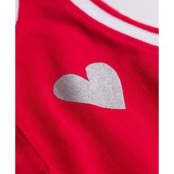 Pine Kids Cotton Knit Sleeveless Frock with Heart Patch - Red
