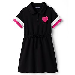 Pine Kids Cotton Knit Half Sleeves Frock with Heart Patch - Black
