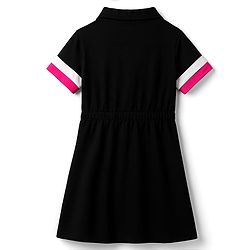 Pine Kids Cotton Knit Half Sleeves Frock with Heart Patch - Black