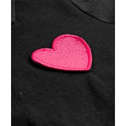 Pine Kids Cotton Knit Half Sleeves Frock with Heart Patch - Black