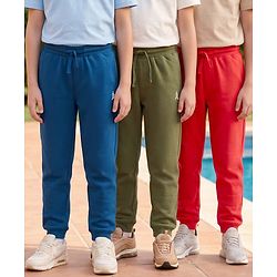 Pine Kids Knit Full Length Solid Colour Lounge Pants Pack of 3 - (Colour May Vary)