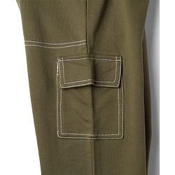 Pine Kids Knit Full Length Flared Solid Colour Track Pant With Pocket - Olive Green