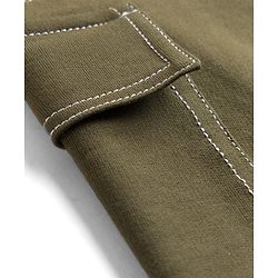 Pine Kids Knit Full Length Flared Solid Colour Track Pant With Pocket - Olive Green