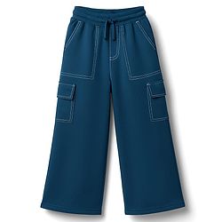 Pine Kids Knit Full Length Flared Solid Colour Track Pant With Pocket - Olive Green