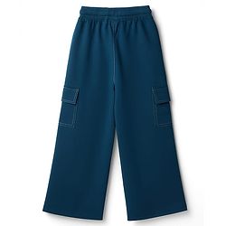 Pine Kids Knit Full Length Flared Solid Colour Track Pant With Pocket - Olive Green