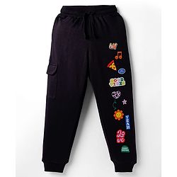 Pine Kids Knit Full Length Lounge Pant with Good Vibes Print - Black