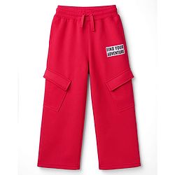 Pine Kids Knit Full Length Lounge Pant With Find Your Adventure Text Print With Pockets - Red