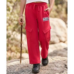 Pine Kids Knit Full Length Lounge Pant With Find Your Adventure Text Print With Pockets - Red