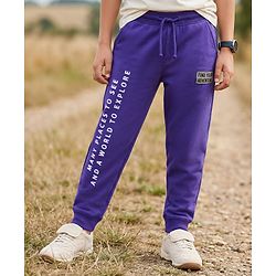 Pine Kids Knit Full Length Lounge Pant With Find Your Adventure Text Print - Purple