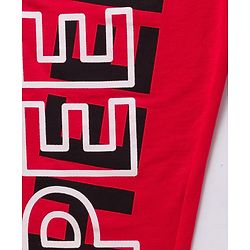 Pine Kids Knit Full Length Lounge Pant With Text Print - Red