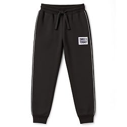 Pine Kids Knit Full Length Lounge Pant With Text Badge - Black