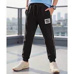 Pine Kids Knit Full Length Lounge Pant With Text Badge - Black