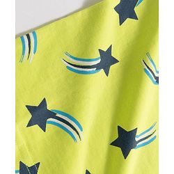 Pine Kids Single Jersey Knit Half Sleeves Co-ords Shorts Night Suit with Star Print - Lime Green