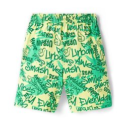 Pine Kids Single Jersey Knit Shorts Night Suit With Text Print - Lime Green