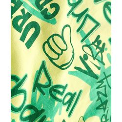 Pine Kids Single Jersey Knit Shorts Night Suit With Text Print - Lime Green