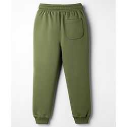 Pine Kids Knit Full Length Lounge Pant With Text Print - Olive Green
