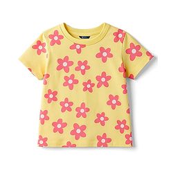 Pine Kids Single Jersey Knit Half Sleeves Co-ords Shorts Night Suit with Floral Print - Lemon