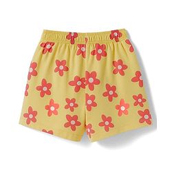 Pine Kids Single Jersey Knit Half Sleeves Co-ords Shorts Night Suit with Floral Print - Lemon