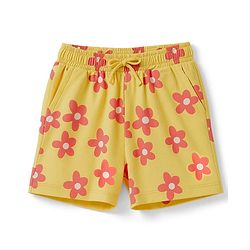 Pine Kids Single Jersey Knit Half Sleeves Co-ords Shorts Night Suit with Floral Print - Lemon