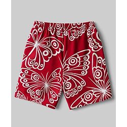 Pine Kids Single Jersey Knit Half Sleeves Co-ords Shorts Night Suit with Butterfly Print - Red
