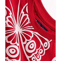 Pine Kids Single Jersey Knit Half Sleeves Co-ords Shorts Night Suit with Butterfly Print - Red