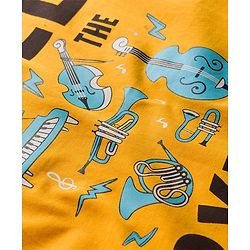 Pine Kids 100% Cotton Knit Half Sleeves Musical Theme Printed T-Shirt & Shorts Night Suit - Yellow