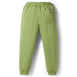 Pine Kids Knit Full Length Lounge Pant with Text Print - Olive Green