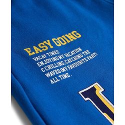 Pine Kids Knit Full Length Lounge Pant with Text Print - Blue