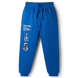 Pine Kids Knit Full Length Lounge Pant with Text Print - Blue