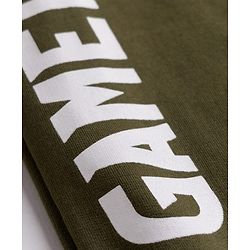 Pine Kids Knit Full Length Lounge Pant With Text Print - Olive Green