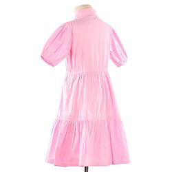 Pine Kids Woven Half Sleeves Solid Color Shirt Style Frock with Sling Bag - Pink