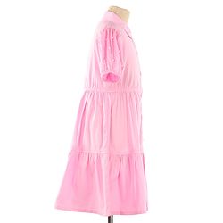 Pine Kids Woven Half Sleeves Solid Color Shirt Style Frock with Sling Bag - Pink