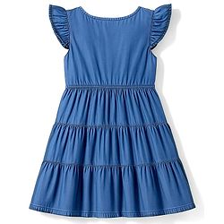 Pine Kids Cotton Woven Frill Sleeves Solid Frock - Blue