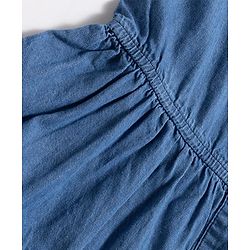 Pine Kids Cotton Woven Frill Sleeves Solid Frock - Blue
