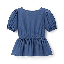 Pine Kids Cotton Woven Half Sleeves Solid Top - Blue