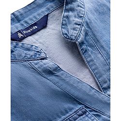 Pine Kids Cotton Woven Half Sleeves Solid Shirt Dress With Belt - Blue
