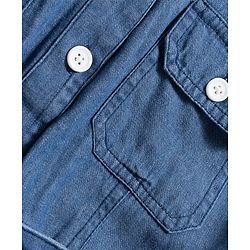 Pine Kids Cotton Woven Half Sleeves Solid Shirt Dress With Belt - Blue