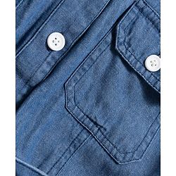 Pine Kids Cotton Woven Half Sleeves Solid Shirt Dress With Belt - Blue