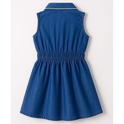 Pine Kids Cotton Woven Sleeveless Solid Frock - Navy Blue